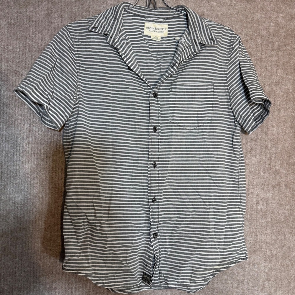 Denim & Supply Ralph Lauren Striped Shirt Mens Small Short Sleeve Cotton Casual